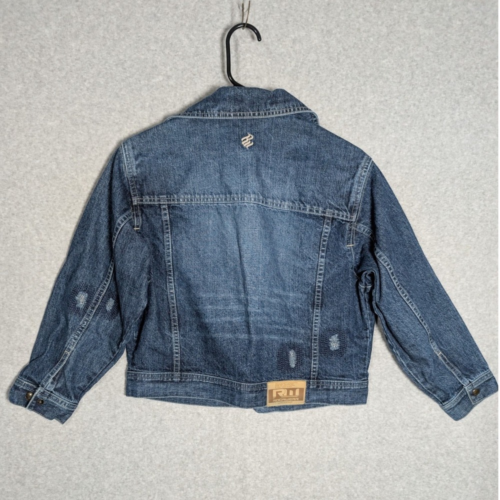 Rocawear Y2K Denim Jacket Womens Small Distressed Trucker Cropped Hip Hop - Picture 5 of 13